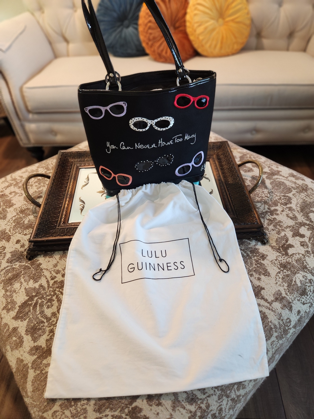 Lulu Guinness Black Eyewear Appliqué Tote Bag